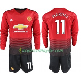 Divisa di Calcio Manchester United MARTIAL 11 Bambino Prima 2018/2019 Manica Lunga